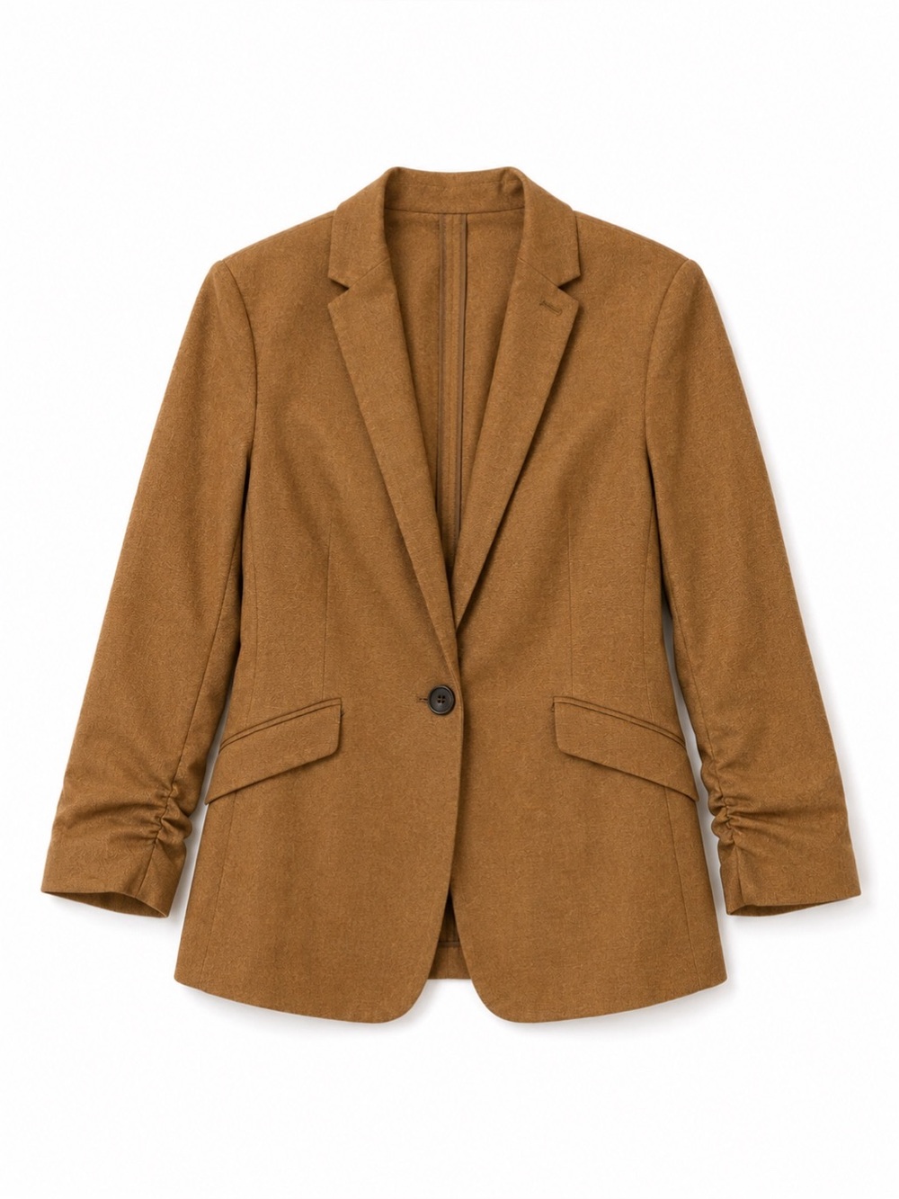 The Limited Camel Ruched Sleeve Blazer Tailored Career Jacket Chic Womens M